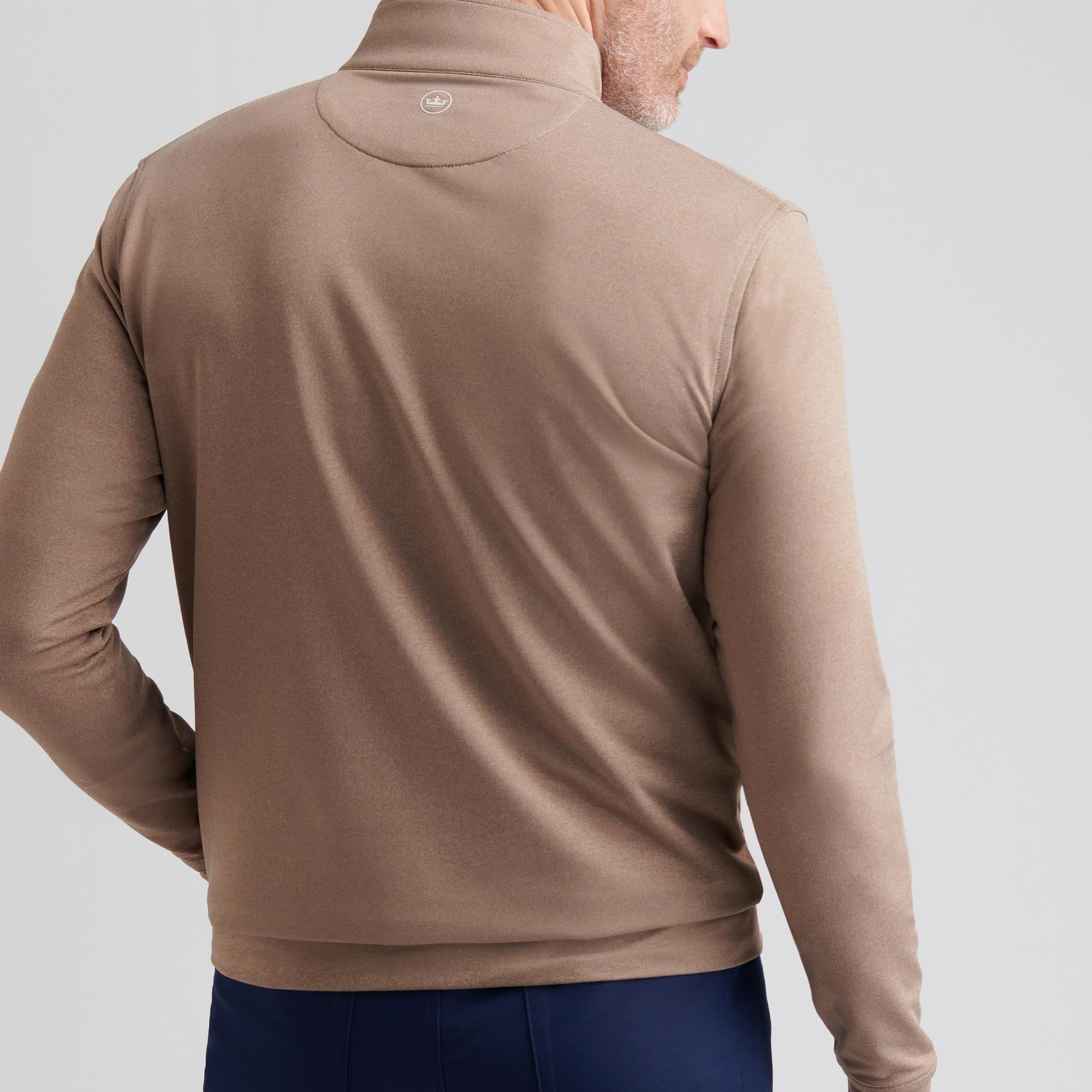 Peter Millar Perth Melange Performance Quarter Zip Mens Golf Poplar Brown